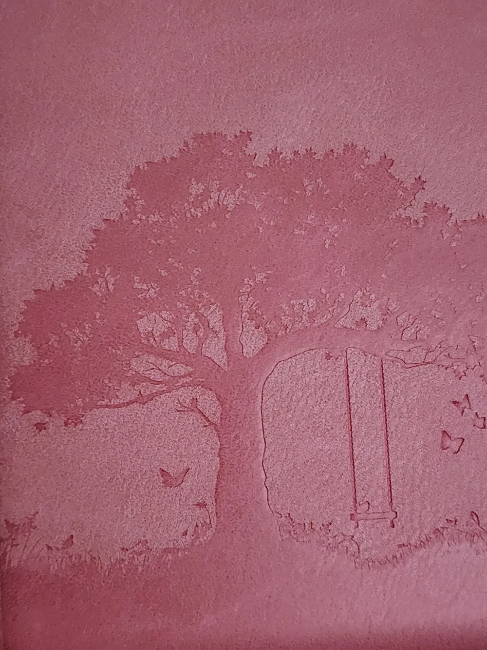 Pink Tree Embossed Journal with Matching Pink Glitter Pen - Home Office